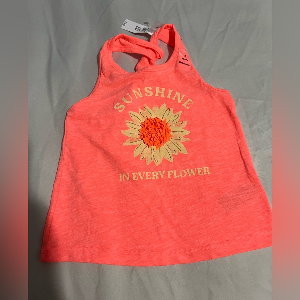 Adorable neon coral slub jersey tank by Gap. NWT